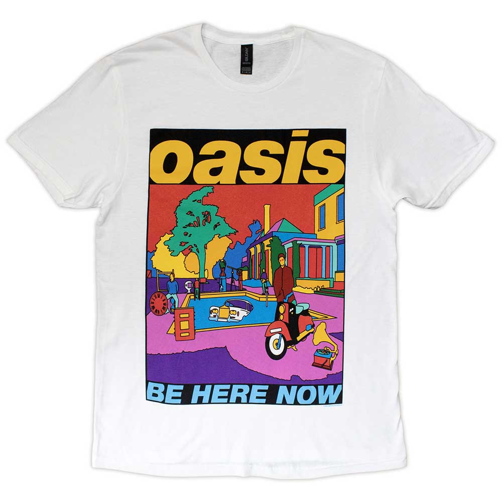 White t-shirt with Oasis "Be Here Now" Official Retro Art - White