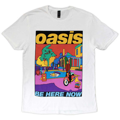 White t-shirt with Oasis "Be Here Now" Official Retro Art - White