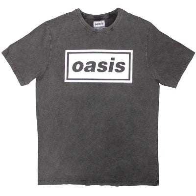 Grey t-shirt with Oasis Decca Logo Stone Wash - Charcoal Grey (Limited Edition) (Official Merchandise)