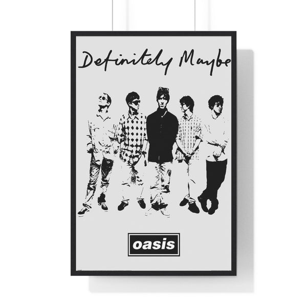 Oasis Definitely Maybe maxi poster framed black and white band artwork