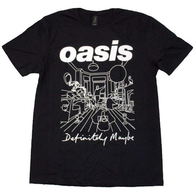 Black t-shirt with Oasis Definitely Maybe line art
