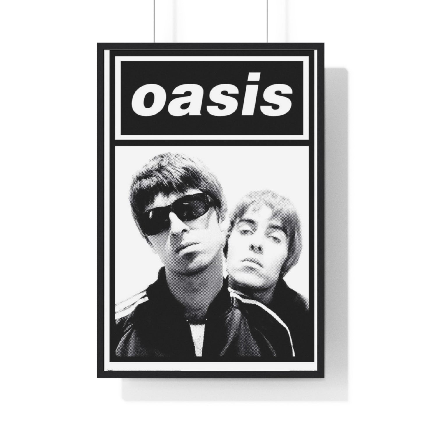 Framed Oasis Logo Black and White Band Photo maxi poster
