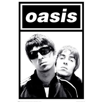 Framed Oasis Logo Black and White Band Photo maxi poster
