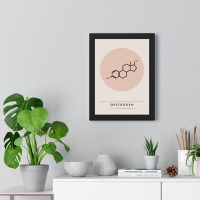 Oestrogen Molecule print framed on a living room wall