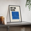 Off The Glass Padel print framed and leaning on a sideboard