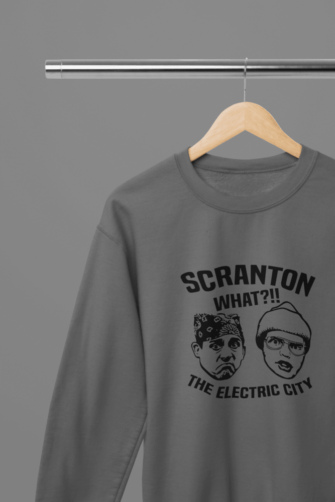 Grey t-shirt with Office TV Show Shirt - Electric City Sweatshirt Pop Culture Apparel