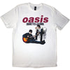 White t-shirt with Official Licensed Oasis Unisex : Cigarettes & Alcohol Illustration (White)