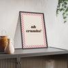 Oh Crumbs Print framed and leaning on a sideboard