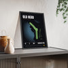 Old Head 12th Hole print framed and leaning on a sideboard