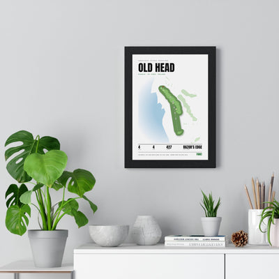 Old Head 4th Hole White print framed on a living room wall