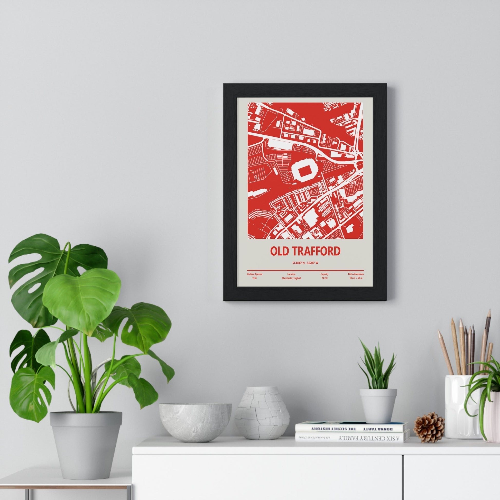 Framed Old Trafford Stadium map print