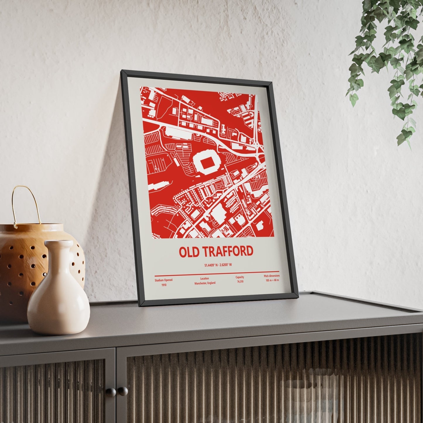 Framed Old Trafford Stadium map print