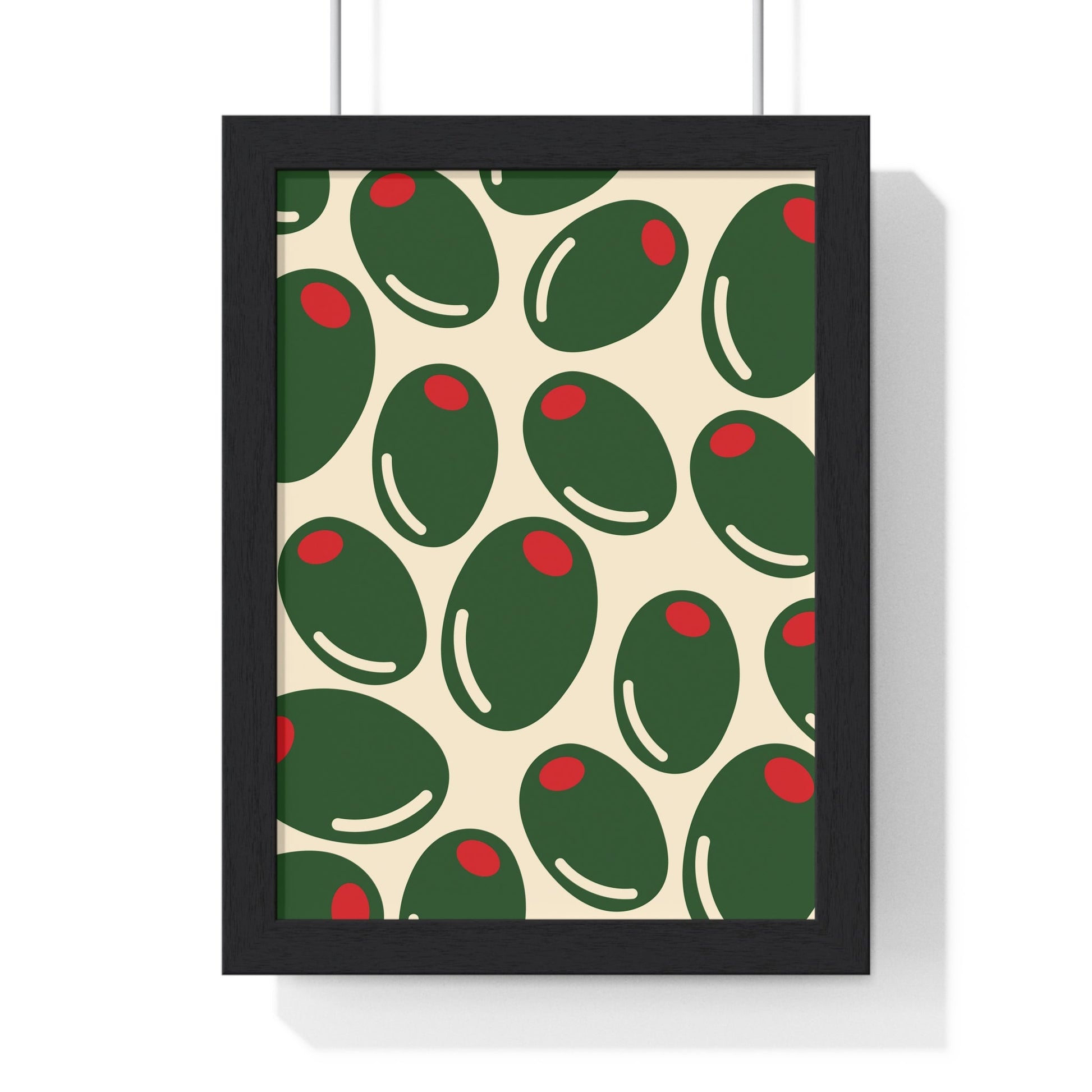 Framed Olive Pattern Kitchen Print - Mediterranean Food Decor print