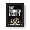 One Hundred and Eighty Darts print framed in a black frame, ready to hang