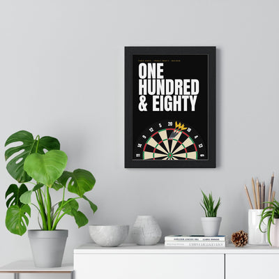 One Hundred and Eighty Darts print framed on a living room wall