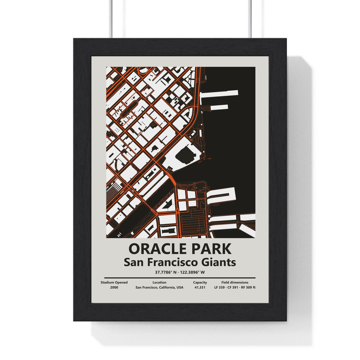 Oracle Park San Francisco Giants MLB Stadium Map Print
