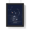 Orion Constellation print framed in a black frame, ready to hang