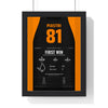 Oscar Piastri 2024 Hungarian Grand Prix Win Poster - 81 Race Suit Print framed in a black frame, ready to hang