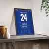 Ottis Anderson Super Bowl XXV MVP Poster - New York Giants 24 Jersey Print framed and leaning on a sideboard