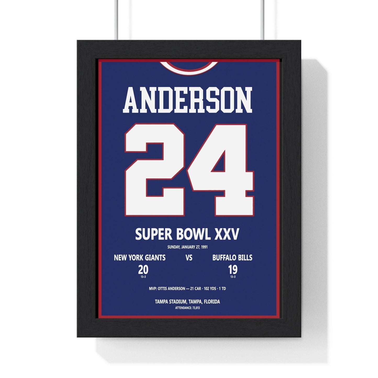 Framed Otis Anderson Super Bowl XXV MVP poster