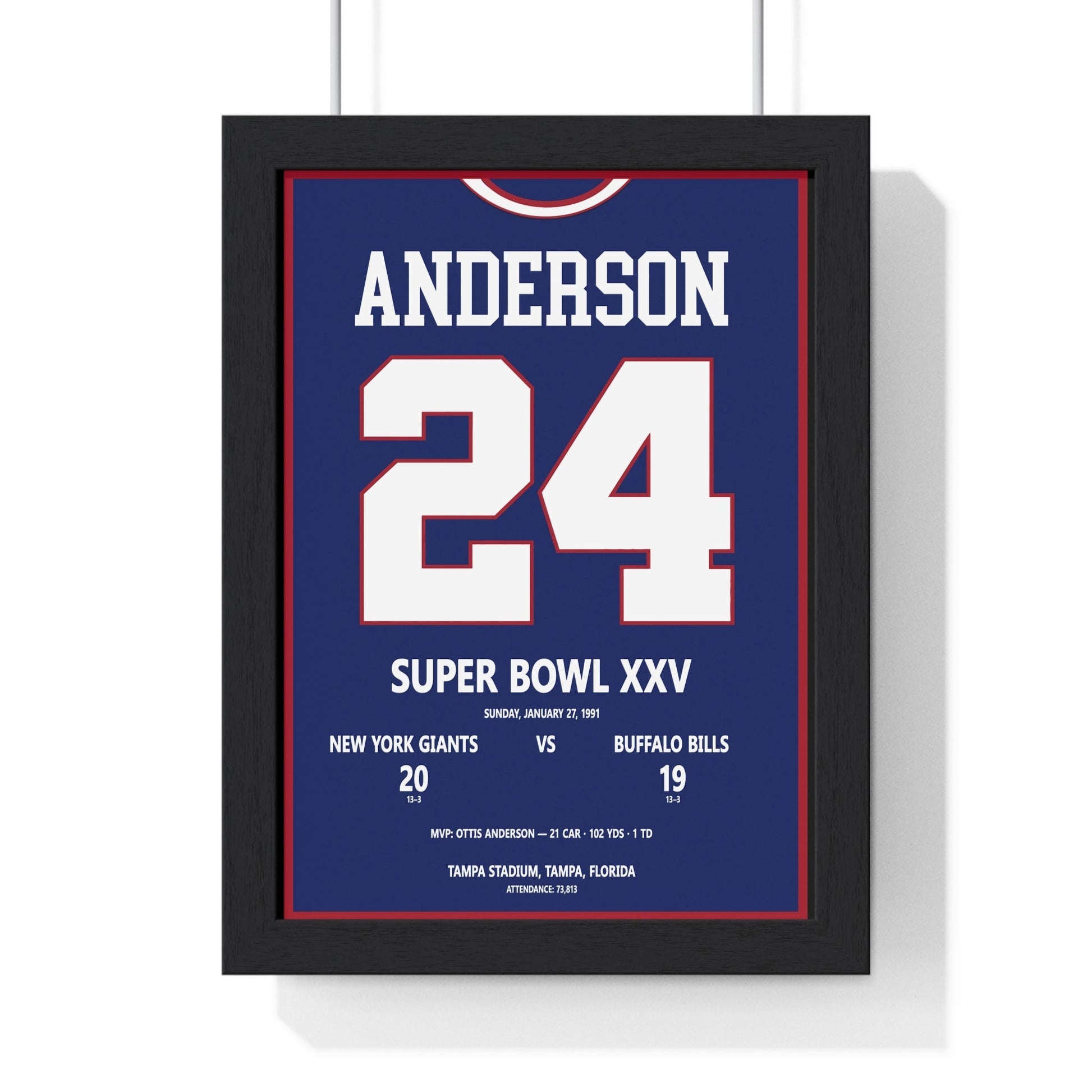 Framed Otis Anderson Super Bowl XXV MVP poster