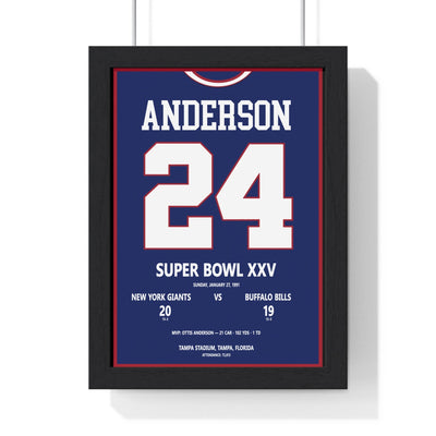 Framed Otis Anderson Super Bowl XXV MVP poster