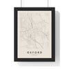 Oxford street map poster in cream, minimal city map print framed in a black frame