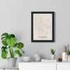 Oxford street map poster in cream, minimal city map print framed on a living room wall