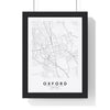 Oxford street map poster in white, minimal city map print framed in a black frame