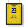 Oxford United Play-Off Final 2024 Poster - Josh Murphy 23 Wembley Shirt Print framed in a black frame, ready to hang