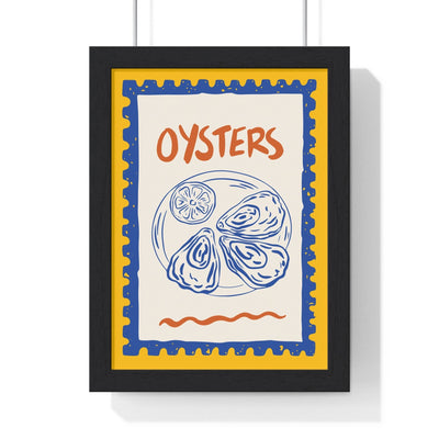 Framed Oysters Kitchen Print - Seafood Food print