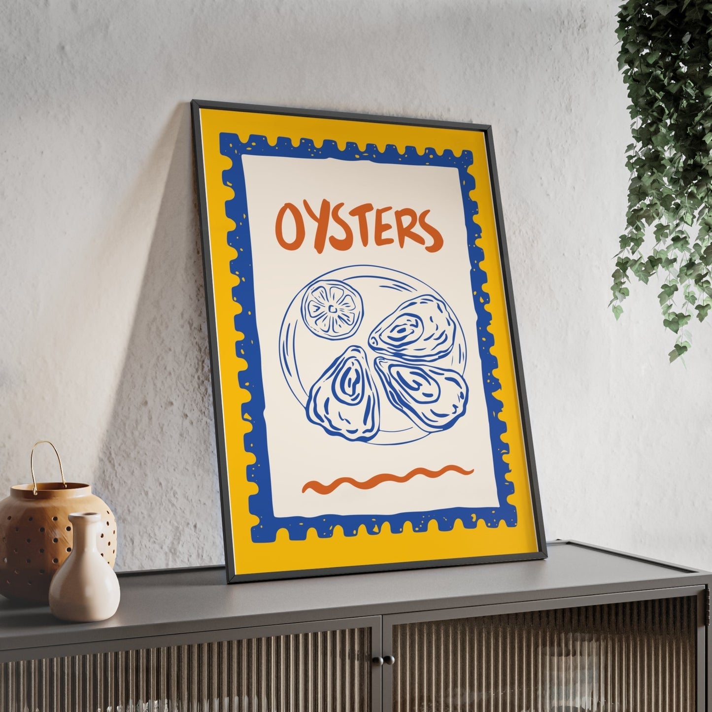 Framed Oysters Kitchen Print - Seafood Food print