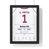 Ozzie Smith 1985 NLCS Walk-Off Home Run Poster - St. Louis Cardinals 1 Jersey Print framed in a black frame, ready to hang