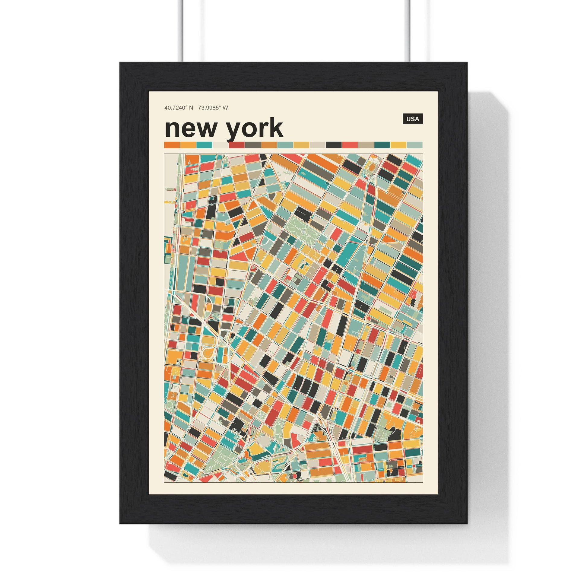 Personalised mosaic street map print for hometown or travel gift