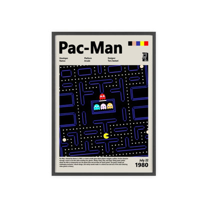 Pac - Man 1980 - Video Game Info minimalist Poster - Poster Kingz