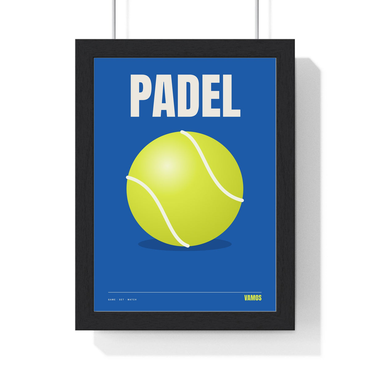 Padel Ball print framed in a black frame, ready to hang