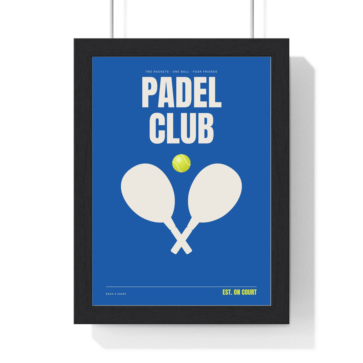 Padel Club print framed in a black frame, ready to hang