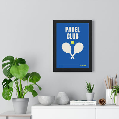 Padel Club print framed on a living room wall