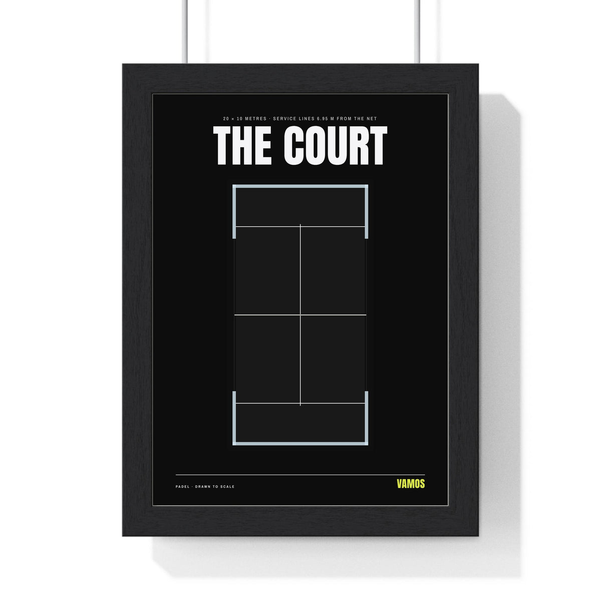 Padel Court print framed in a black frame, ready to hang