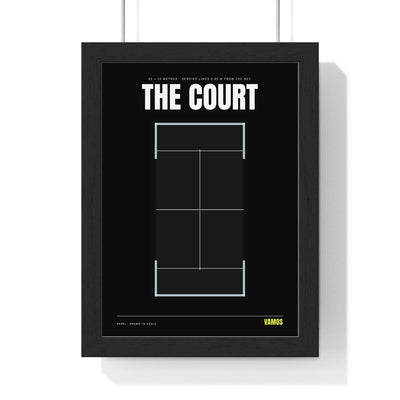 Padel Court print framed in a black frame, ready to hang