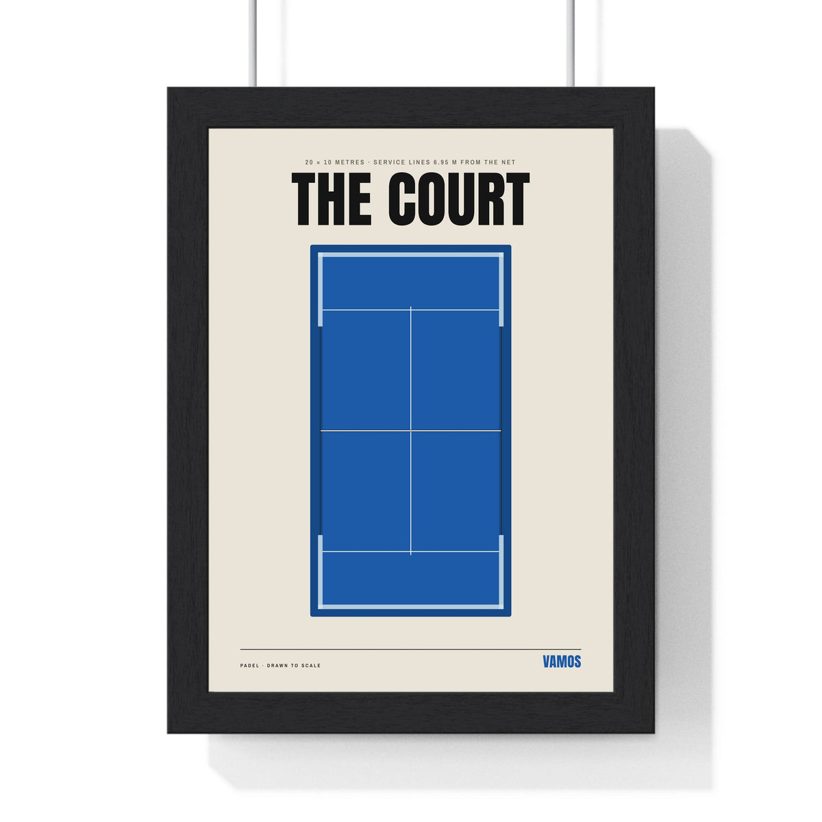 Padel Court print framed in a black frame, ready to hang