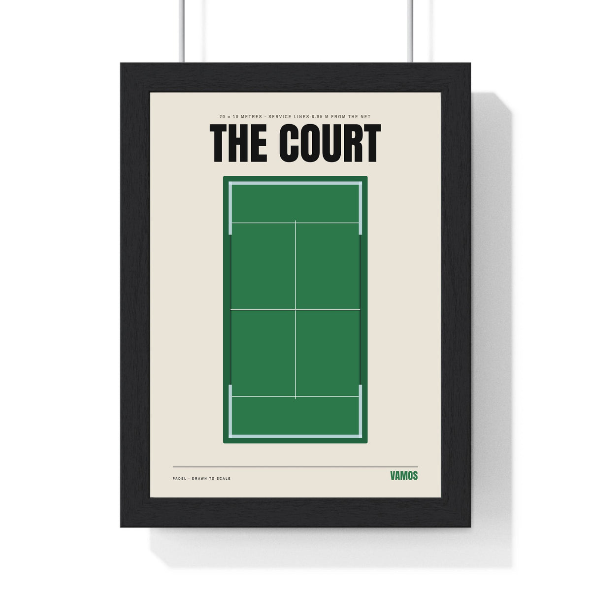 Padel Court print framed in a black frame, ready to hang