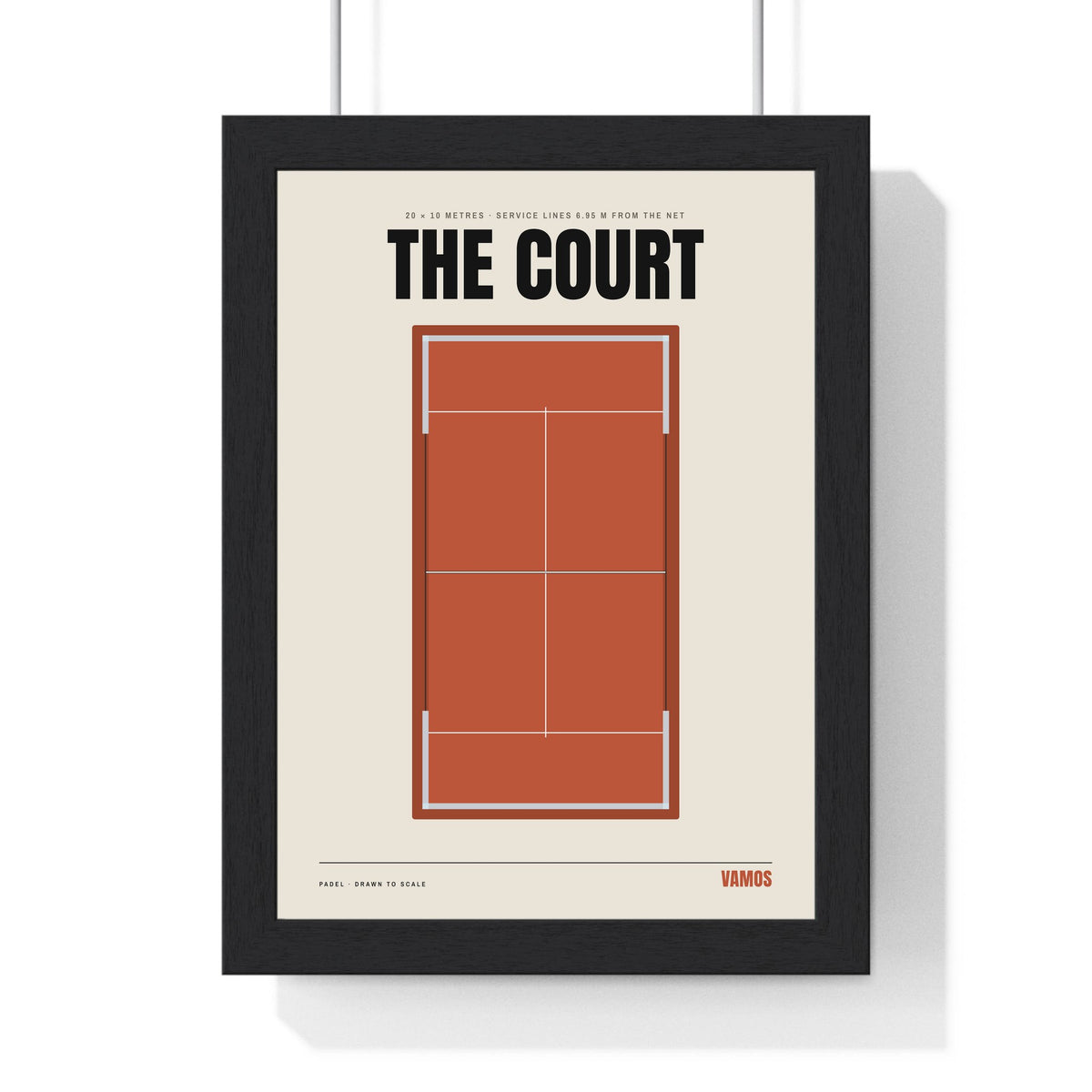 Padel Court print framed in a black frame, ready to hang