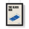 The Glass Box Padel print framed in a black frame, ready to hang