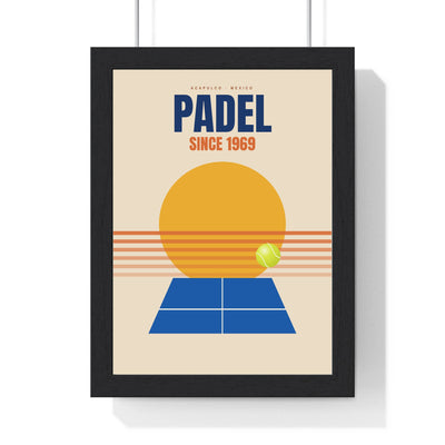 Padel Since 1969 Retro print framed in a black frame, ready to hang