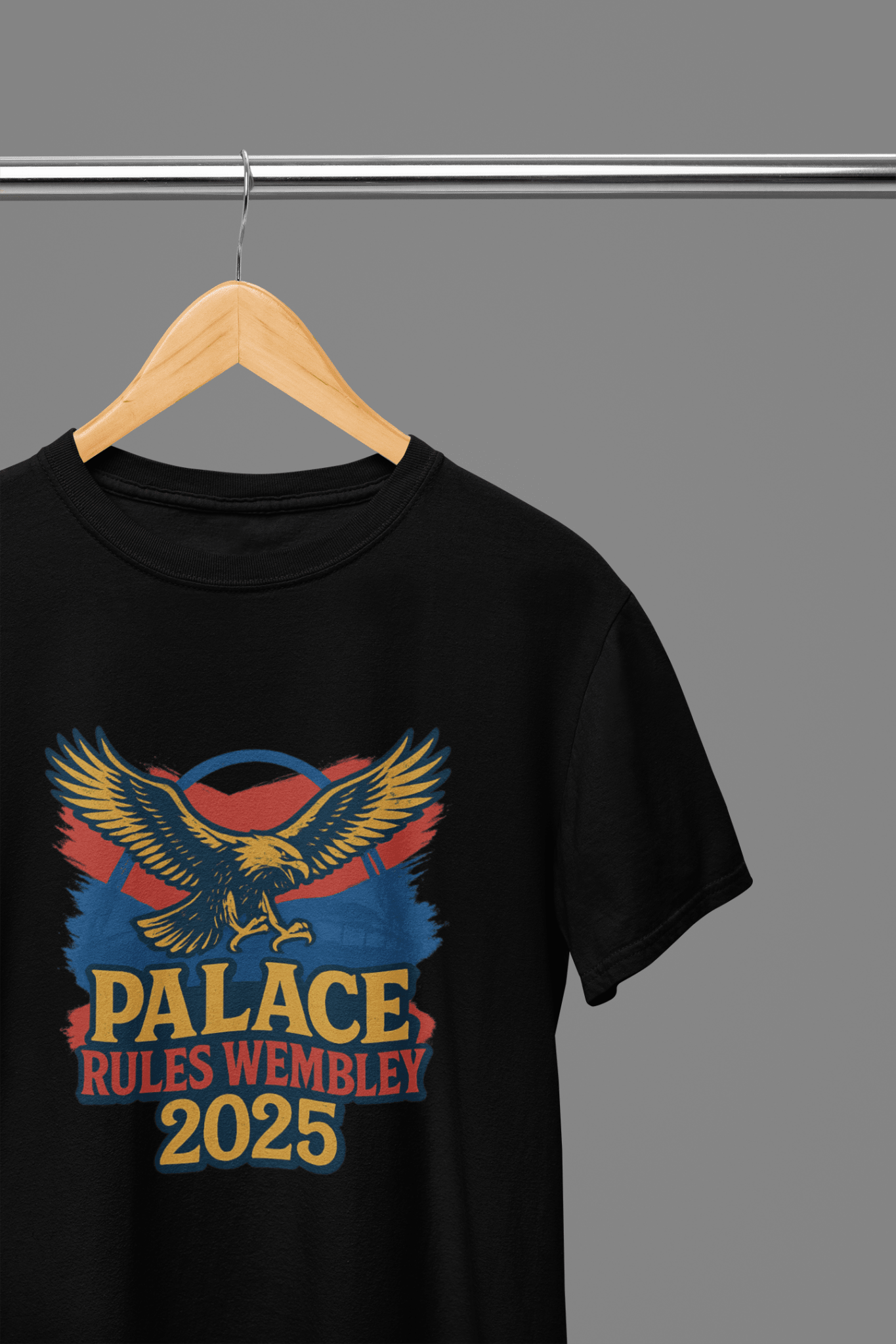 Black t-shirt with Palace Rules Wembley 2025 or Sweatshirt - Bold Eagle Fan Design