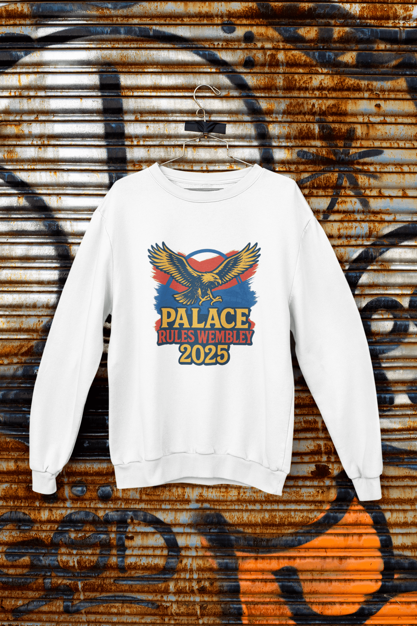 Black t-shirt with Palace Rules Wembley 2025 or Sweatshirt - Bold Eagle Fan Design