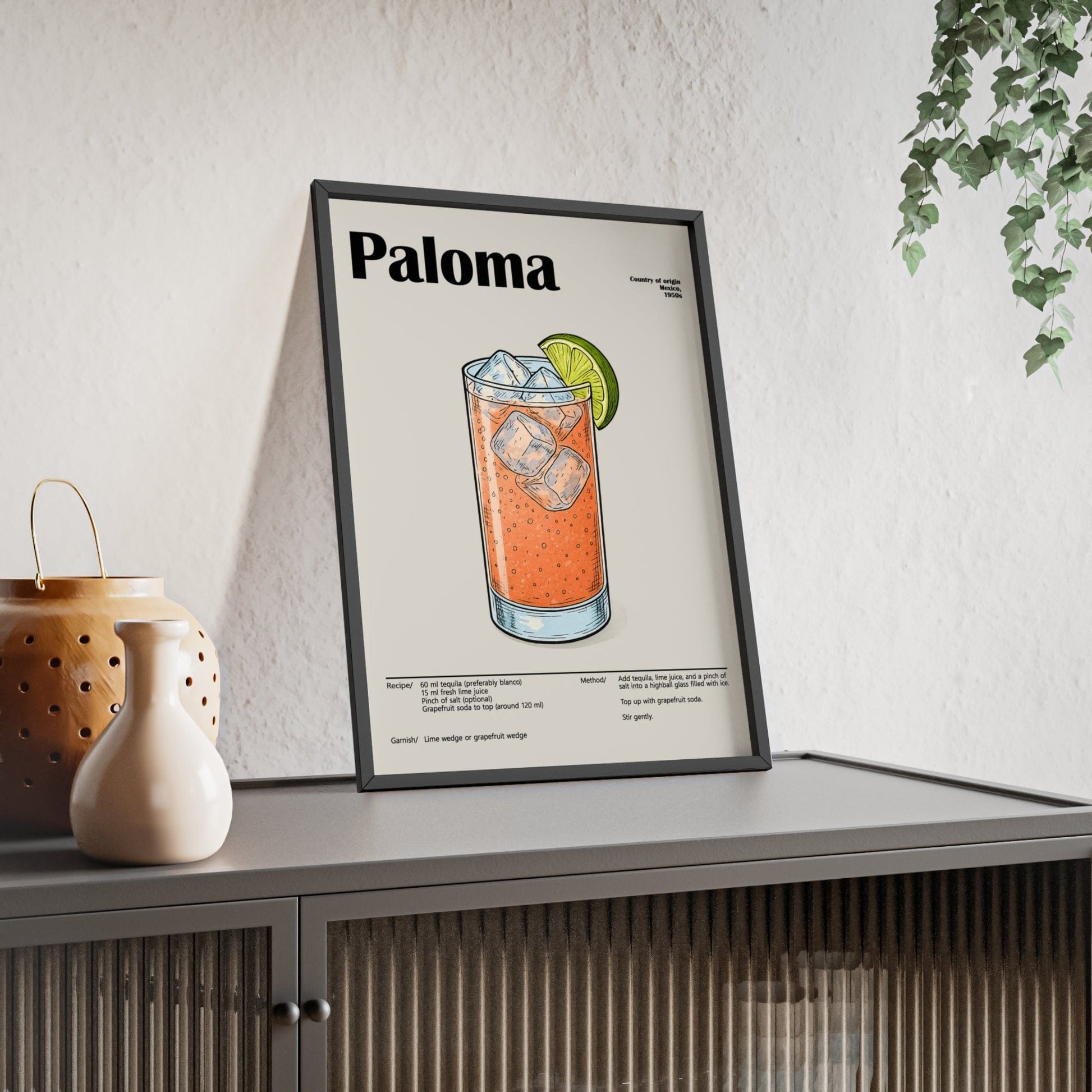 Framed Paloma Cocktail - Fresh Tequila Drink - print