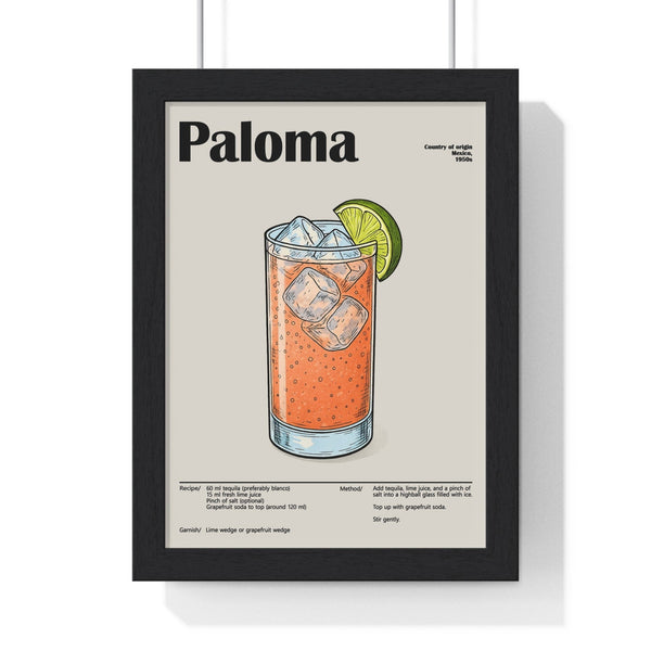 Paloma cocktail poster framed fresh tequila drink wall art