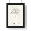 Paris Metro Map Print - framed minimal Paris metro lines map print, black lines on cream paper